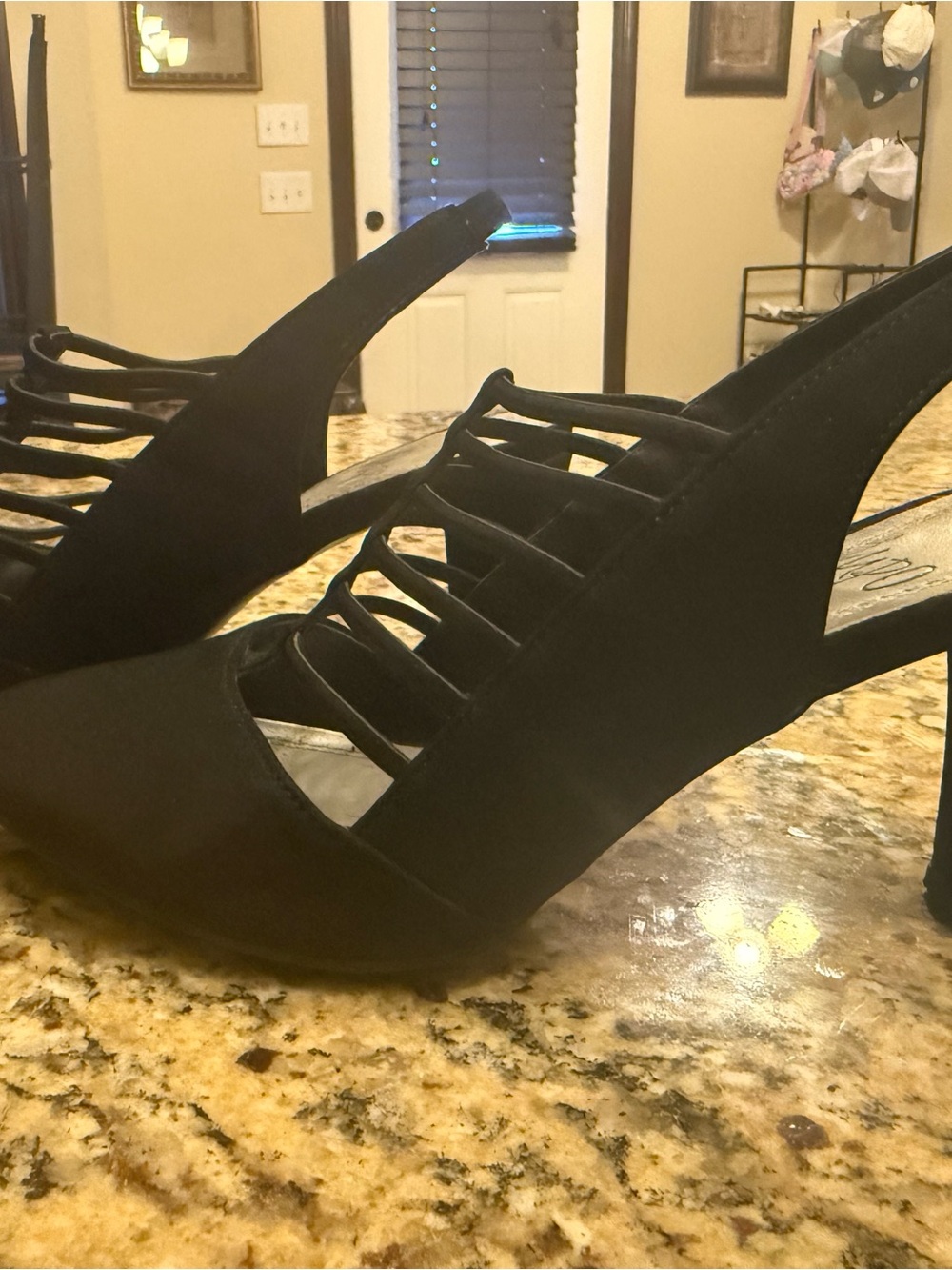 Impo Black Strappy Slingback Heels - Women Shoes